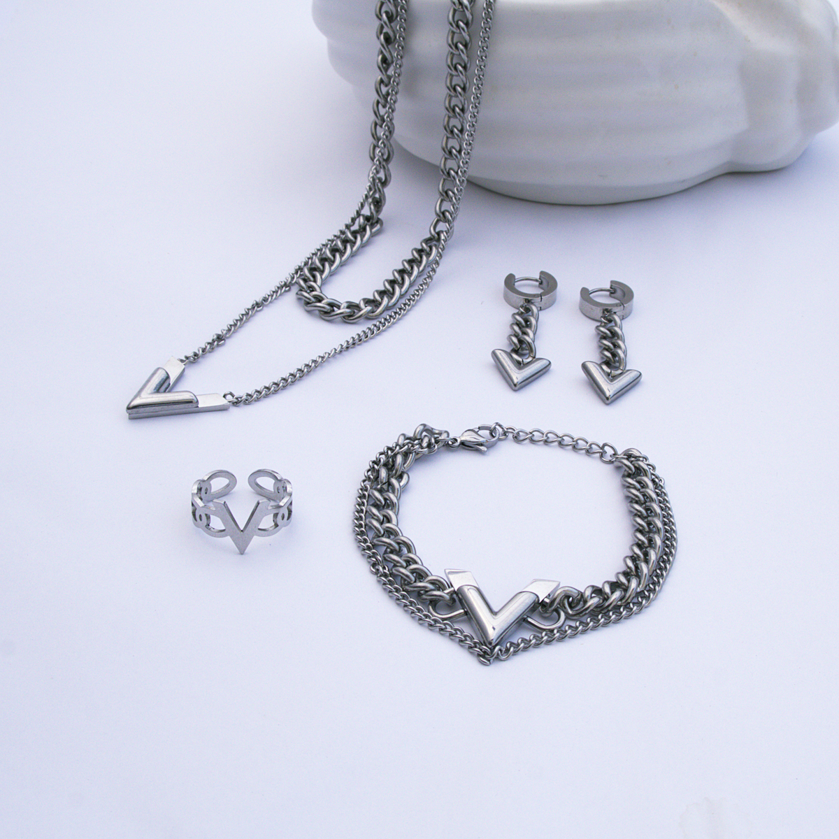 Conjunto Correntes Prateadas 001