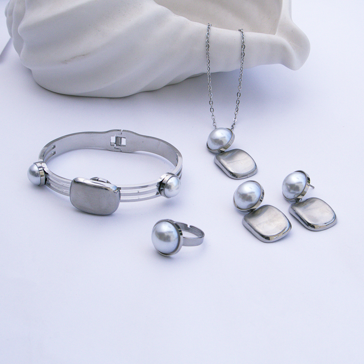 Conjunto Pérolas Prateadas 005