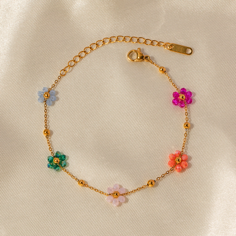 Pulseira Com Pingente Floral