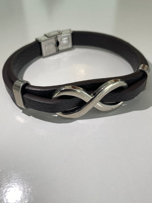 Pulseira Masculino Couro Em Infinito