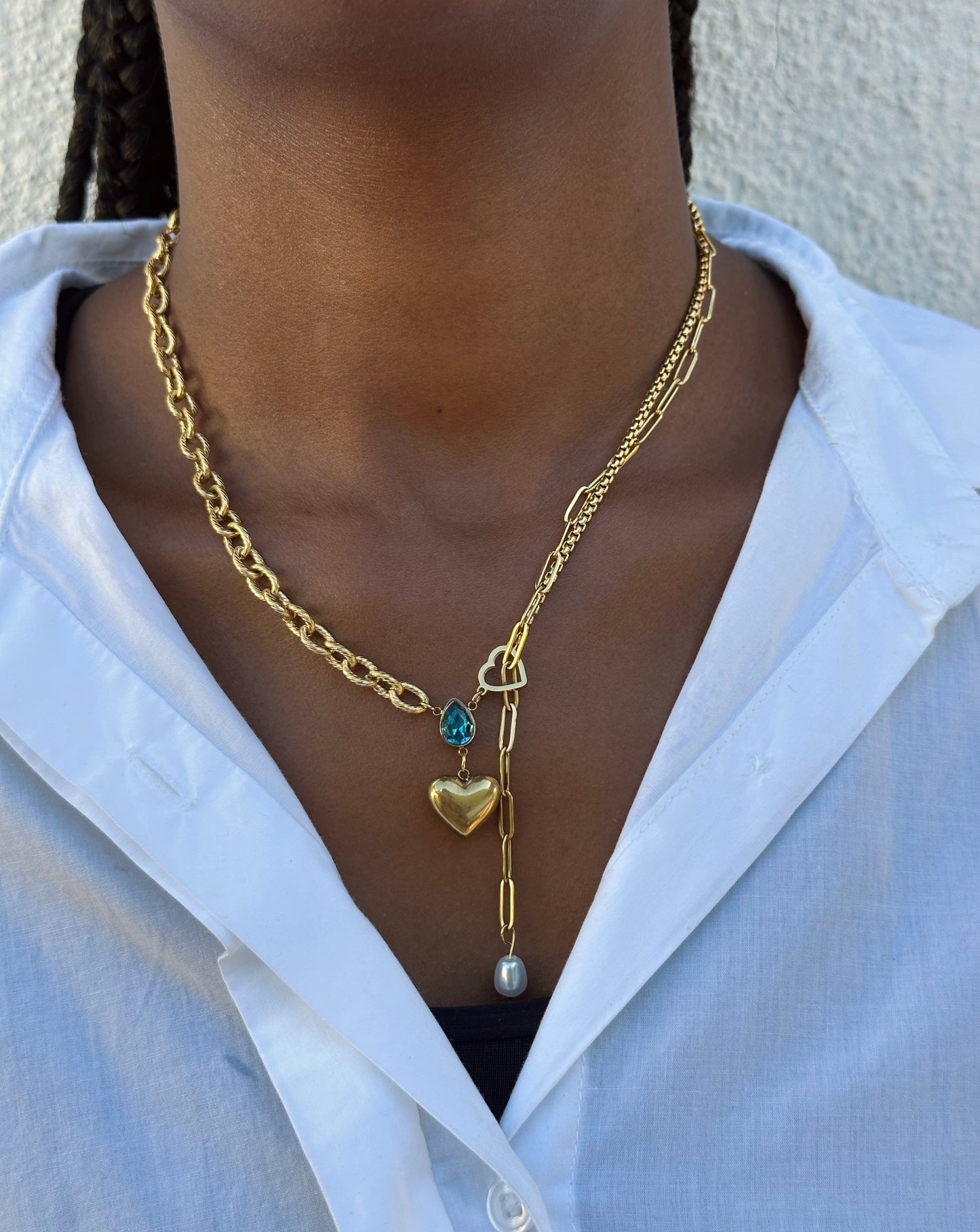 Colar Lariat Com Pingente De Coração