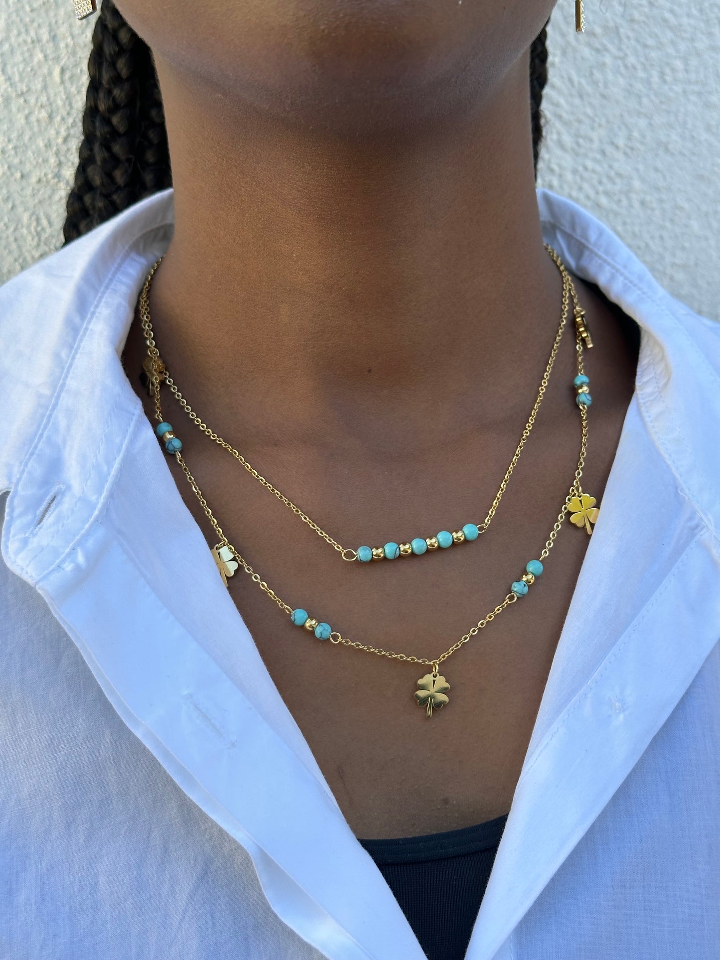 Colar Lariat Azul Turquesa