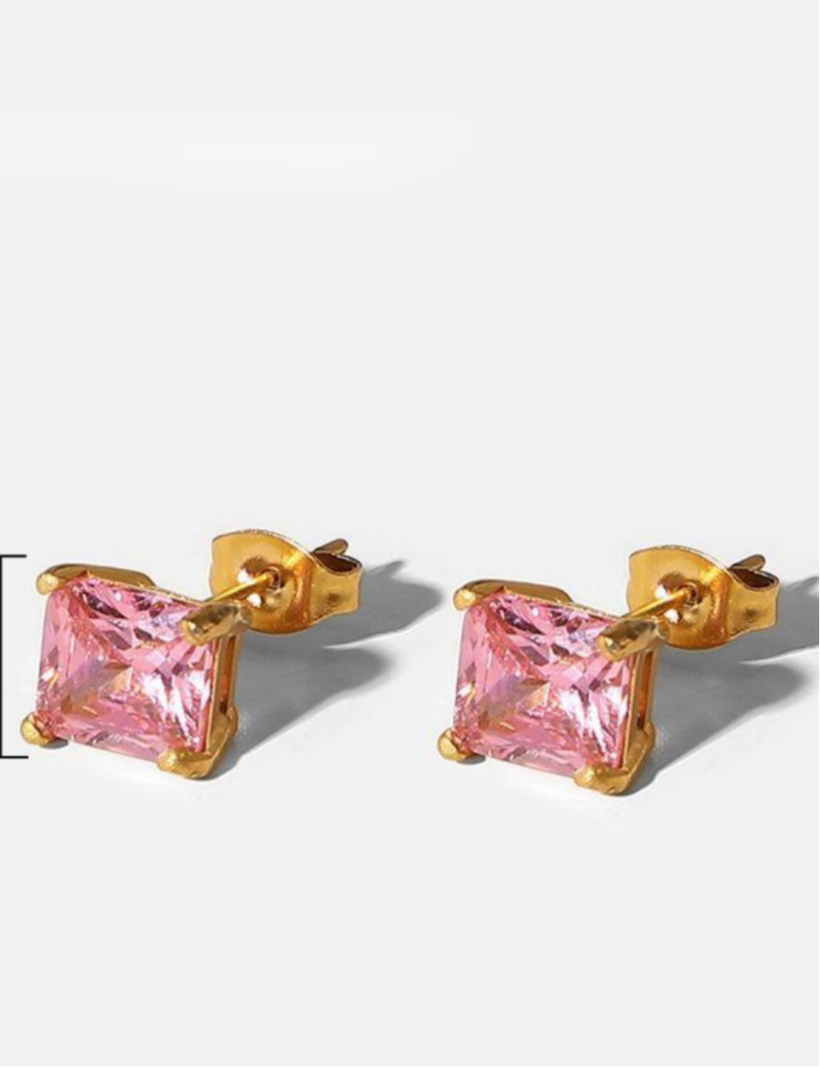 Conjunto dourado com pingente rosa Colar e Brincos