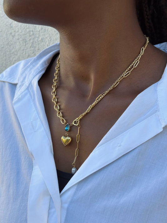 Colar Lariat Com Pingente De Coração