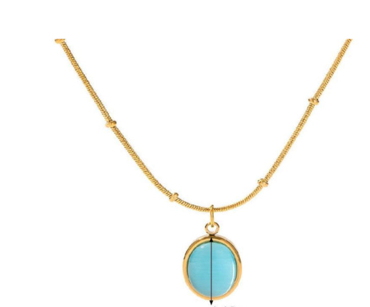 Colar Dourado Com Pingente Turquesa