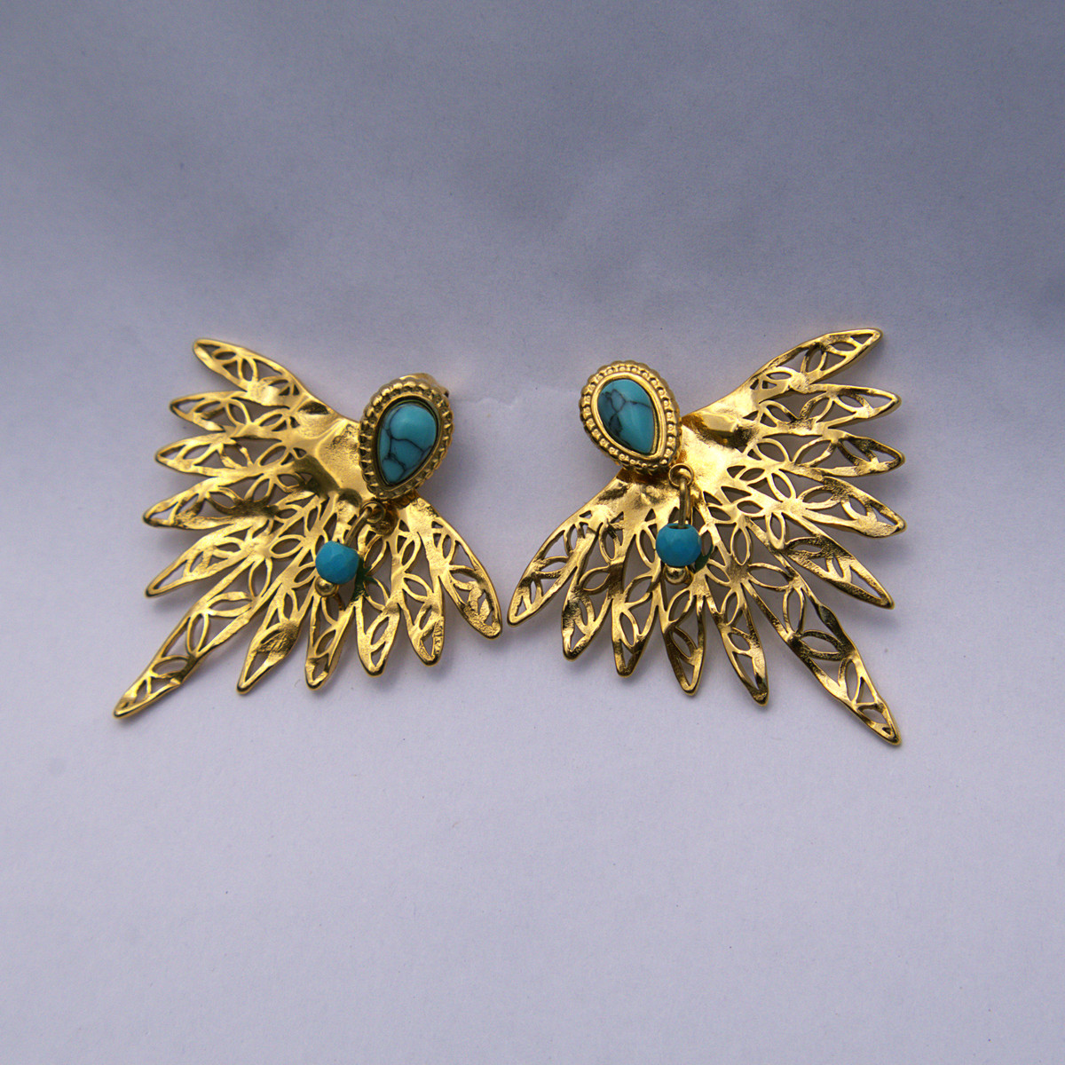 Brincos Queda Pingente Azul Turquesa 018
