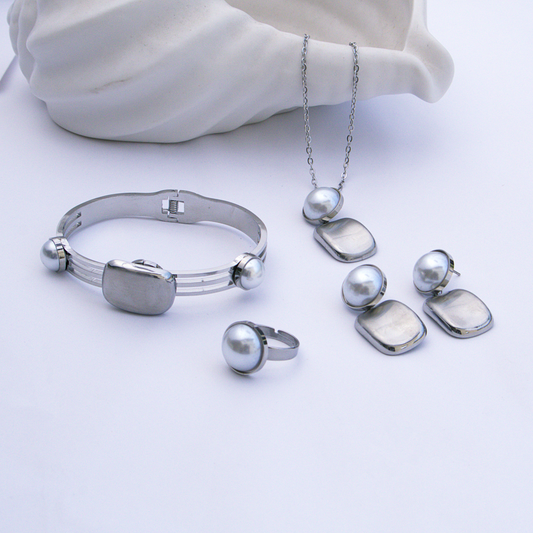 Conjunto Pérolas Prateadas 005