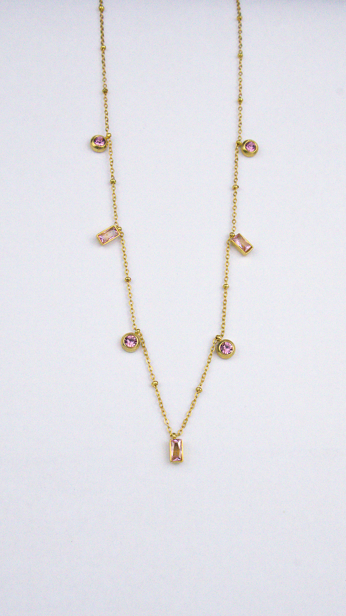 Fio Lariat Com Pedrinhas Rosas 016