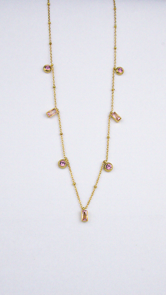 Fio Lariat Com Pedrinhas Rosas 016