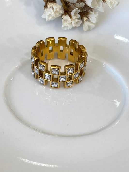 Anel Banda Com Pedras