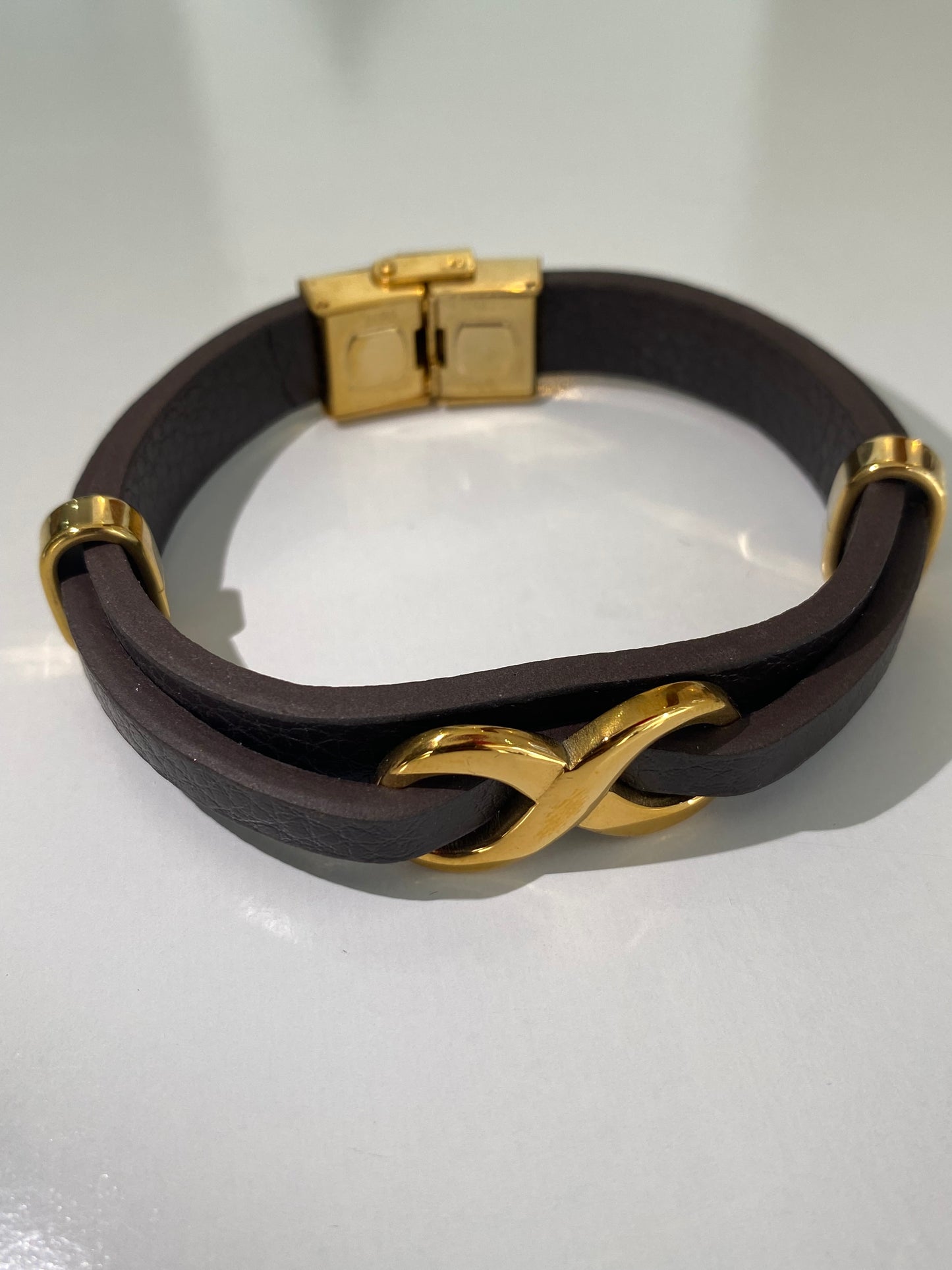 Pulseira Masculino Couro Em  Infinito