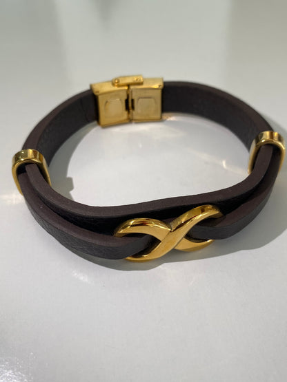 Pulseira Masculino Couro Em  Infinito