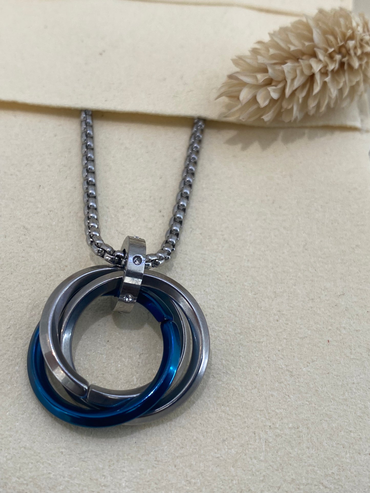 Colar prateado com pingente de circulo