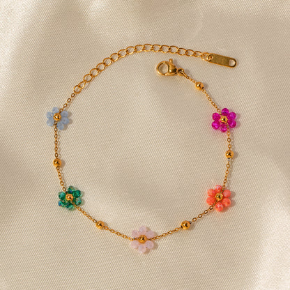 Pulseira Com Pingente Floral