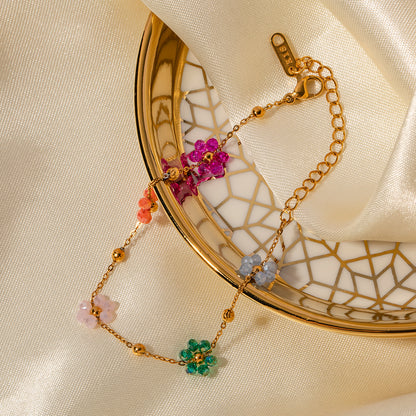 Pulseira Com Pingente Floral