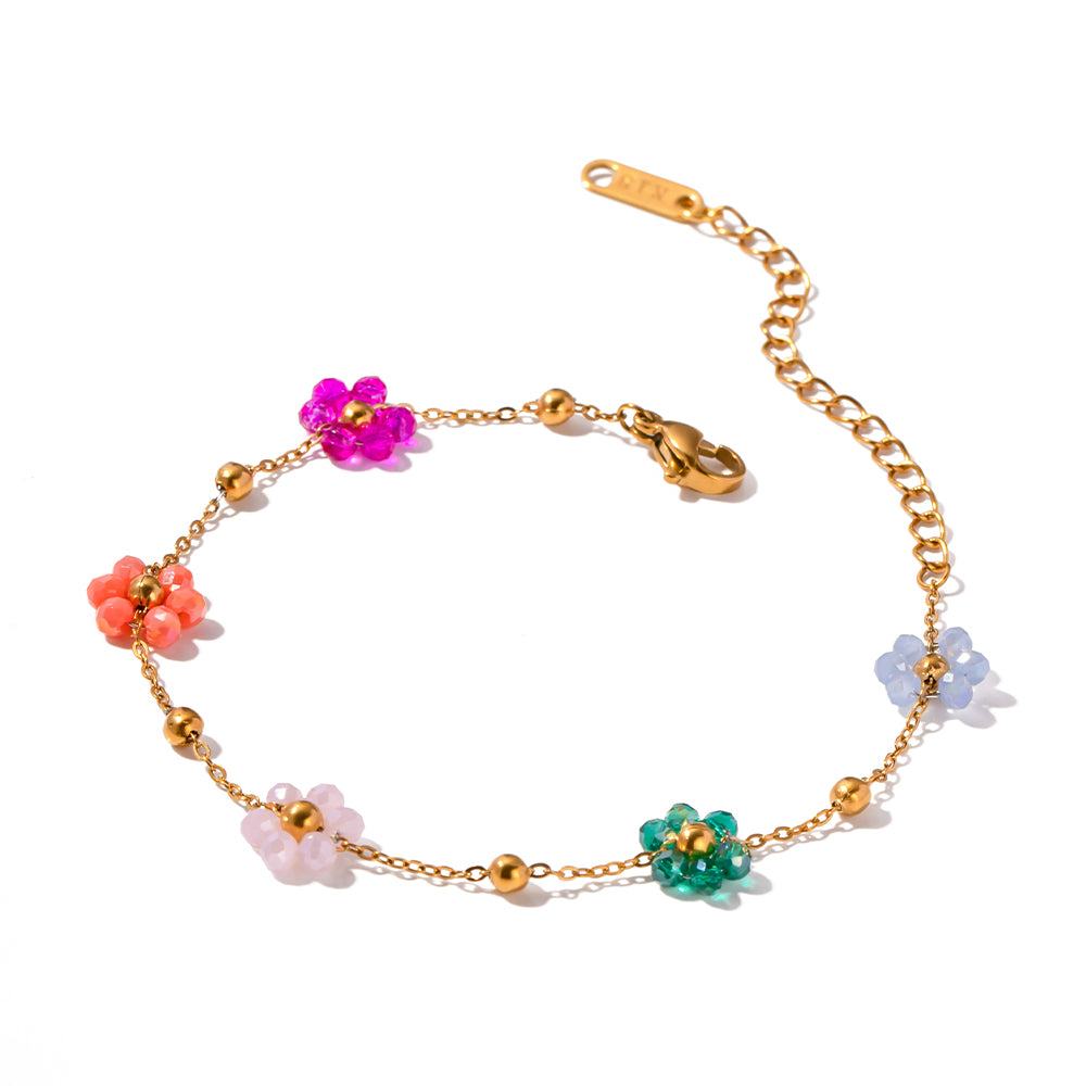 Pulseira Com Pingente Floral