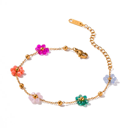 Pulseira Com Pingente Floral