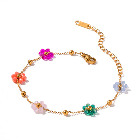 Pulseira Com Pingente Floral
