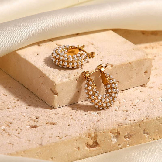 Brincos Argola Com Perolas