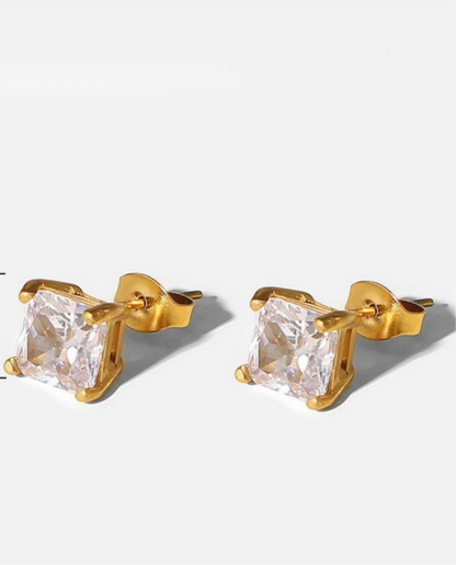 Conjunto dourado  de Colar Brincos pingente branco