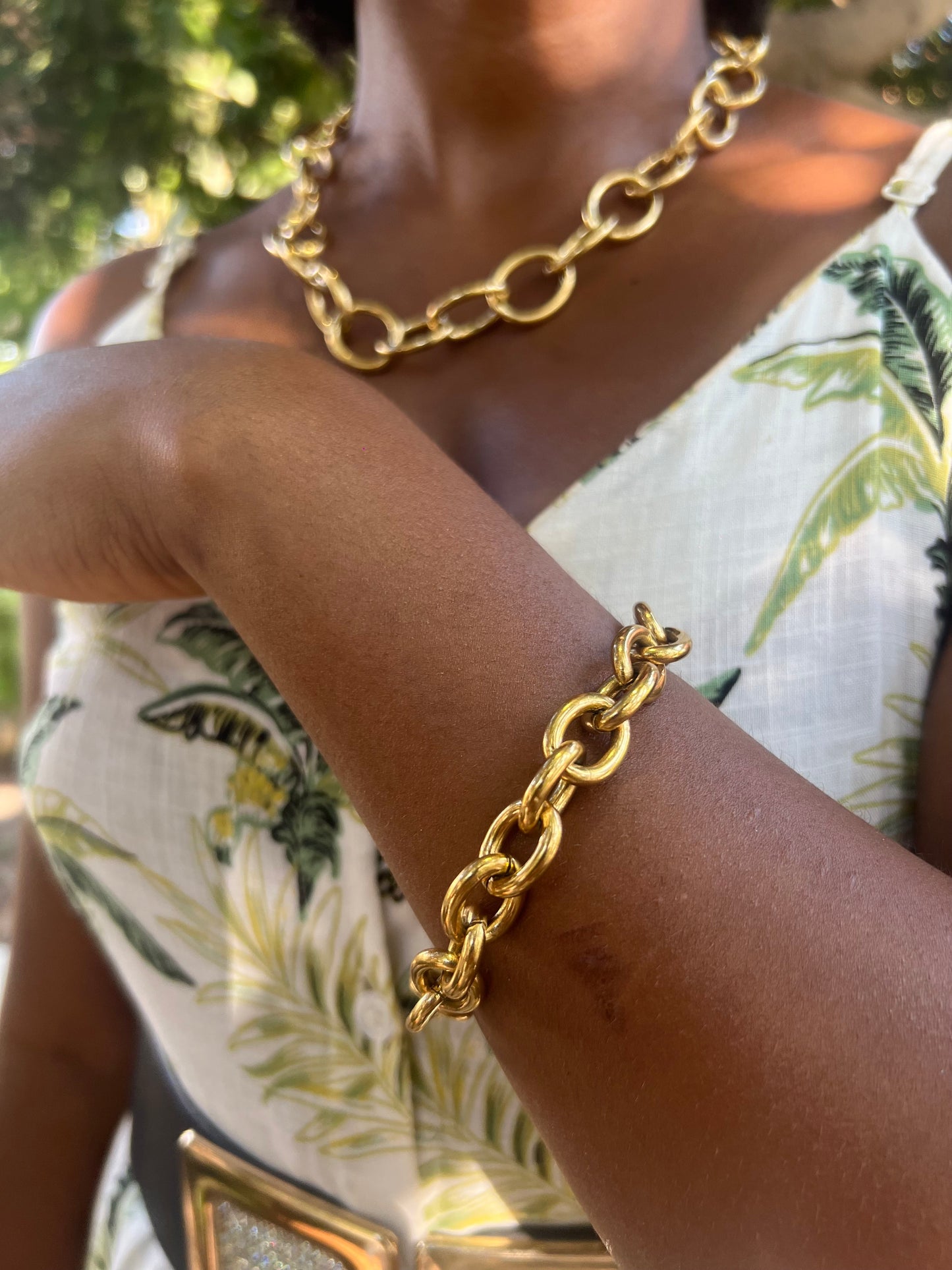 Conjunto Corrente Colar Pulseira Anel E Brincos