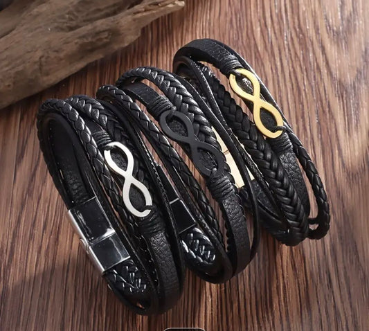Pulseira Masculina Em Couro Infinito