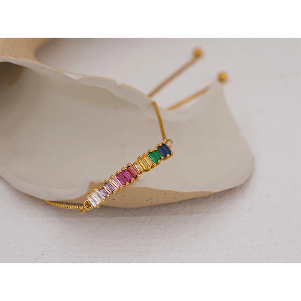 Pulseira Com Zircónia Coloridas
