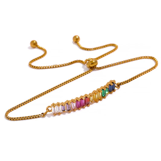 Pulseira Com Zircónia Coloridas