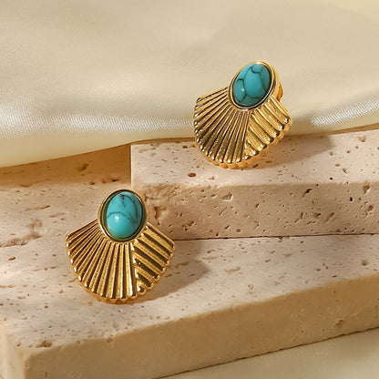 Brincos Argola Com Pingente Turquesa
