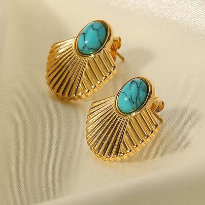 Brincos Argola Com Pingente Turquesa