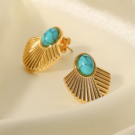Brincos Argola Com Pingente Turquesa