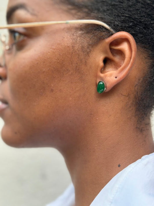 Brincos Minimalista Com Pingente Verde