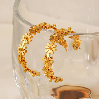 Brincos Argola Floral