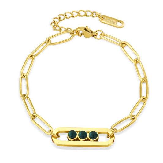 Bracelete Esmeralda Dourada
